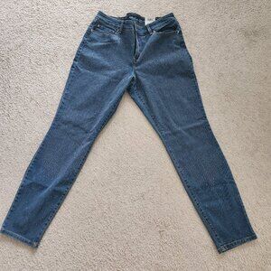 NWT INC Skinny Leg Regular Fit Novelty Denim Jeans in Indigo Blue MidRise Sz 14